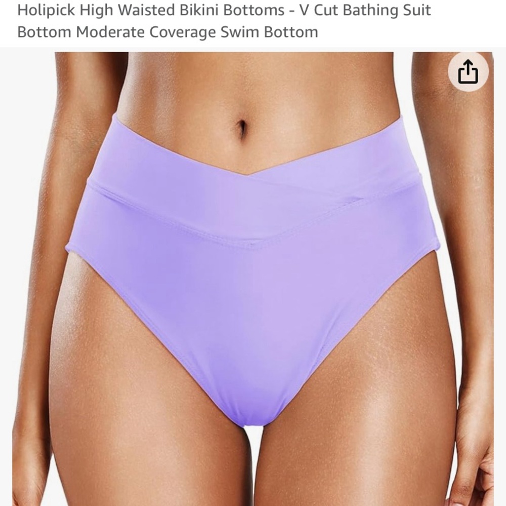 Holipick high waisted bikini Bottom -V cut Bathing suit bottom moderate coverage